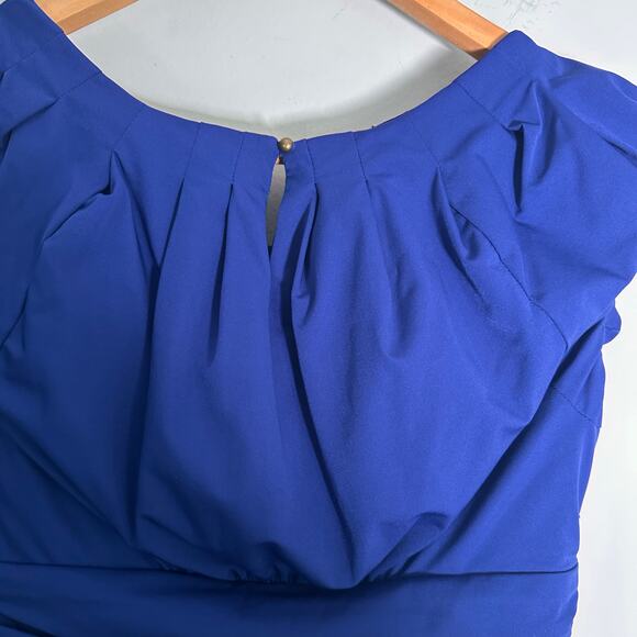 Diane Von Furstenberg Blue Jamila Ruched Dress Womens Size 0 Cap Sleeve DVF - Picture 9 of 16